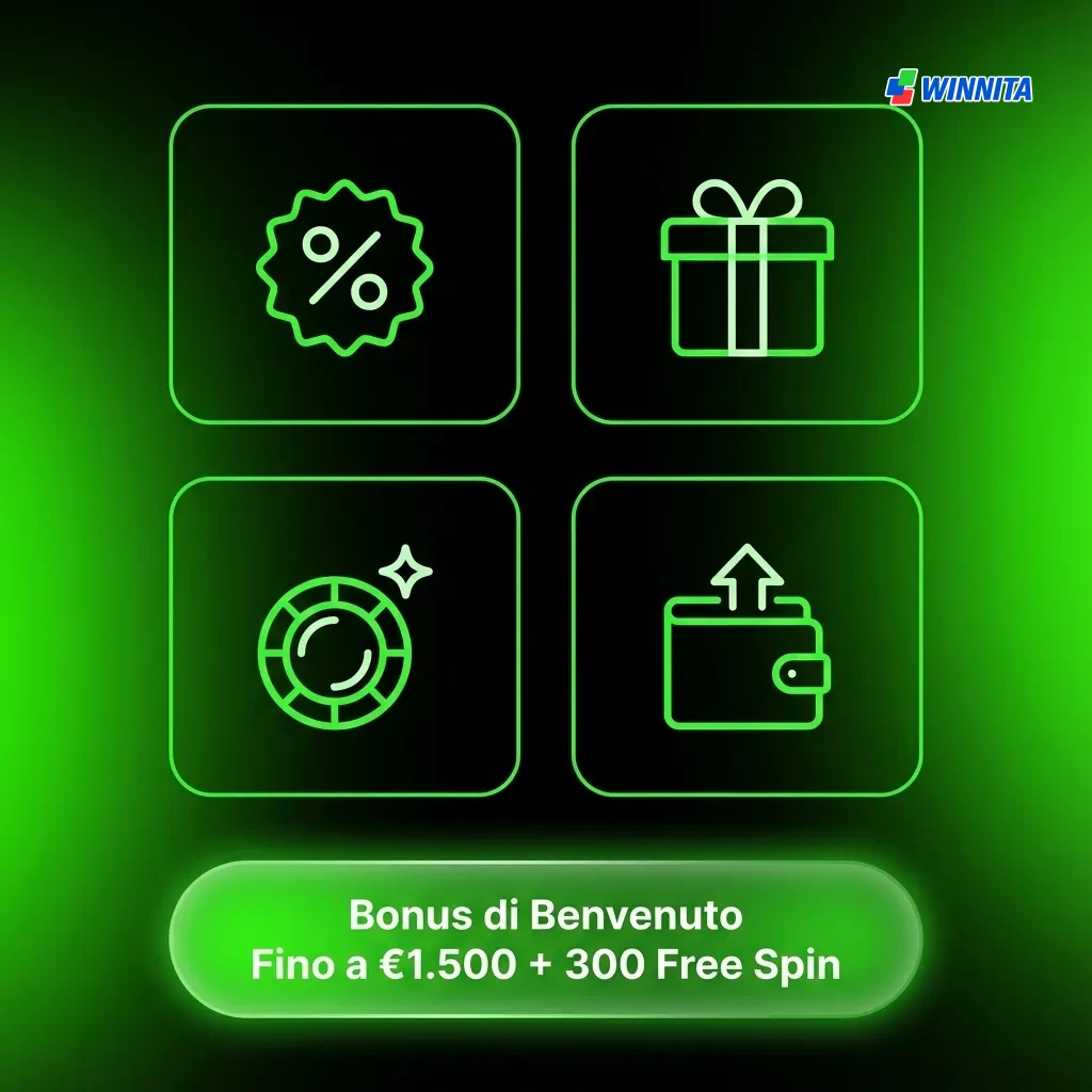 Casino welcome bonus package offering up to €1,500 and 300 free spins across three deposits for Italian players.